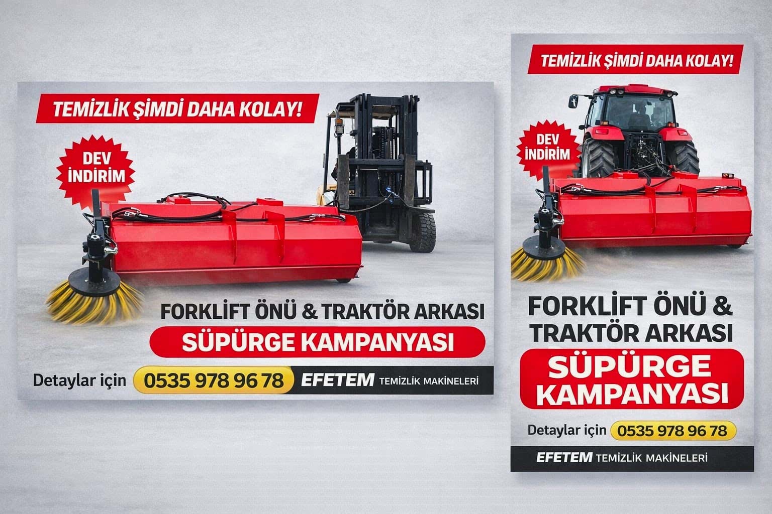 taktör arkası ve forklift önü süpürge